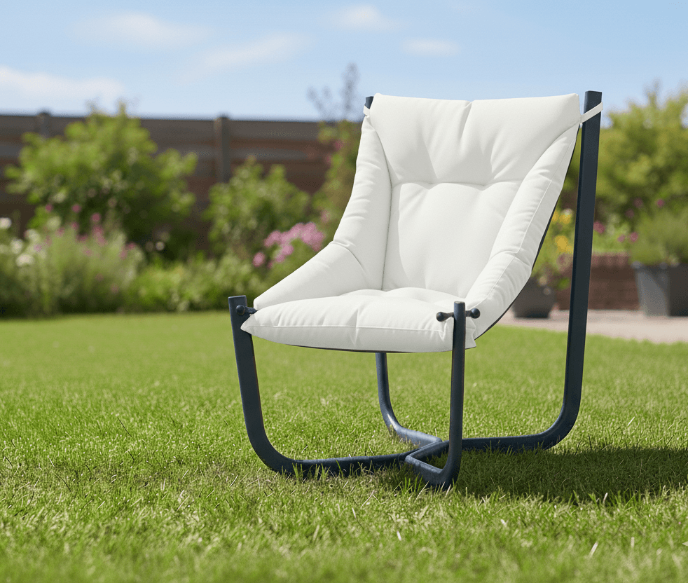 White modern outdoor garden chair with thick cushion Outex Spor
