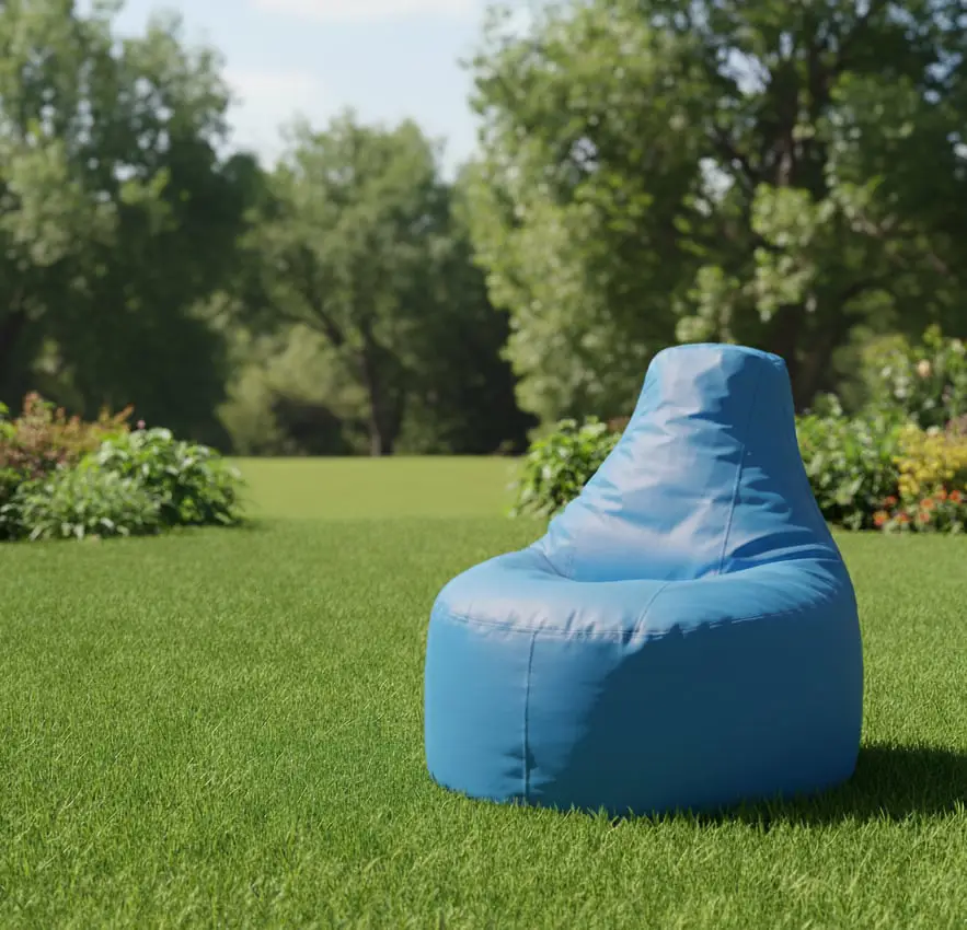 Blue pear shaped bean bag for poolside seating Outex Spor
