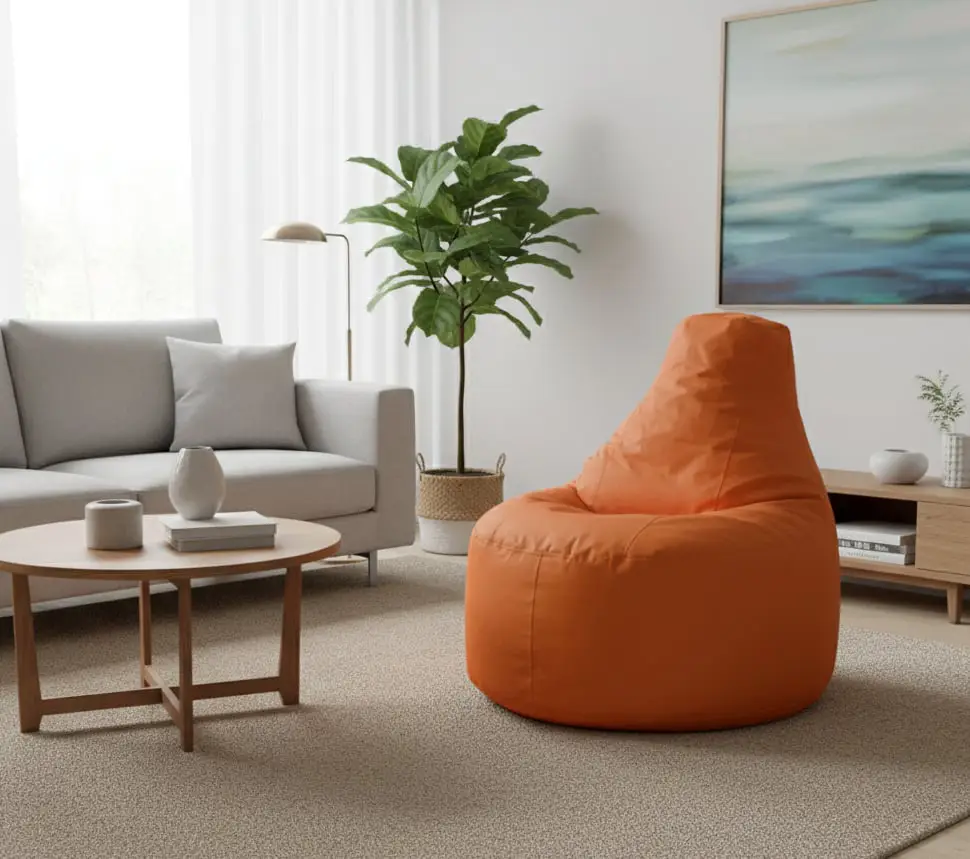 Orange waterproof bean bag armchair for living room and garden Outex Spor