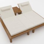 Double Wooden Chaise Lounge Set with Coffee Table (Solid Beech)