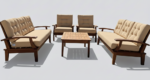 Java Wooden Sofa Set (Large Model)