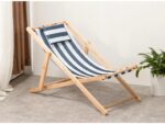 Wooden Chaise Lounge Chair with Folding Headboard - Image 4