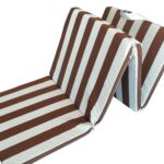 Folding Striped Sunbed Cushion with Acrylic Fabric