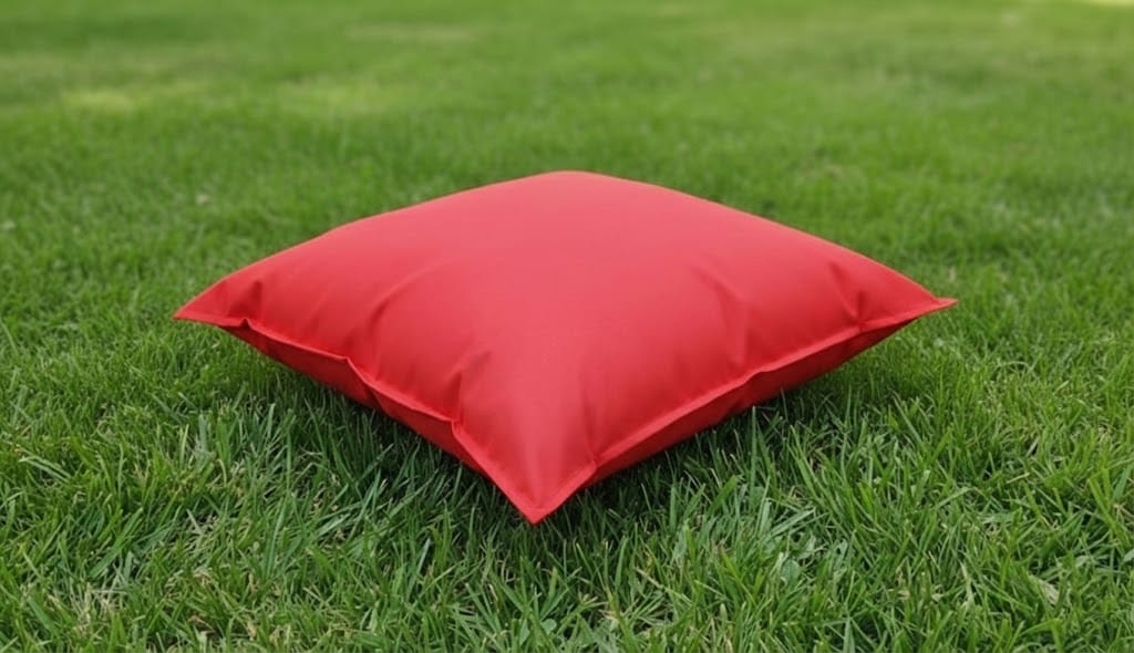 Red waterproof outdoor floor cushion 70x70 cm made of durable impertex fabric by Outex